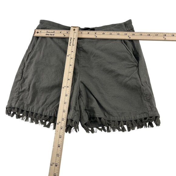 Banana Republic Women's Tassel Hem Shorts Size 2 Olive Green Side Zipper - Picture 4 of 6